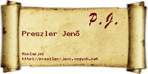 Preszler Jenő névjegykártya